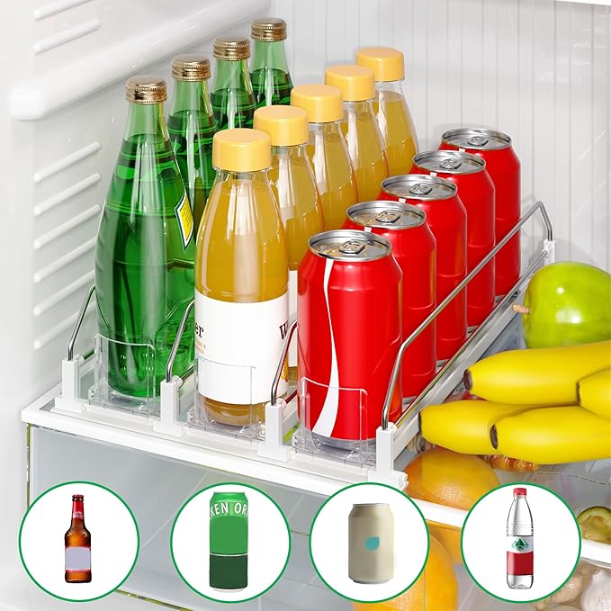 Automatic Drink Organizer for Fridge, 12-20oz Drink Dispenser for Fridge, Soda Can Organizer for Refrigerator Holds up to 15 Cans