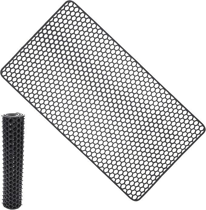 Myirxcv Sink Protectors for Kitchen Sink - 28.62" x 15.98" Silicone Mat - Can DIY Drain Holes - Non-slip Heat Resistant Liner for Bottom of Farmhouse Porcelain Stainless Steel（Grey）