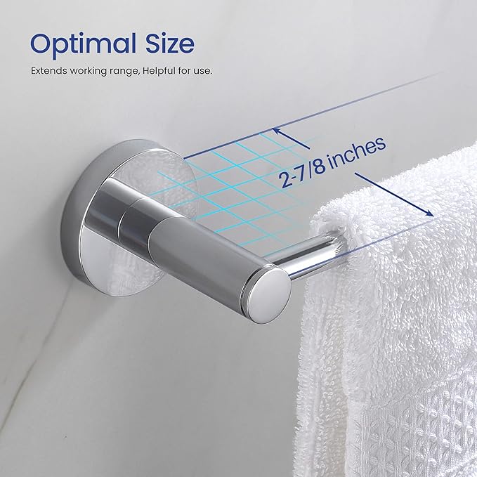 KIBI Circular 2-Piece Bathroom Hardware Set - Polished Chrome Finish – Includes Wall Mounted Towel Bar & Toilet Paper Holder – Modern, Durable, Rust-Resistant Bathroom Accessories (C-KBA14-2-1)