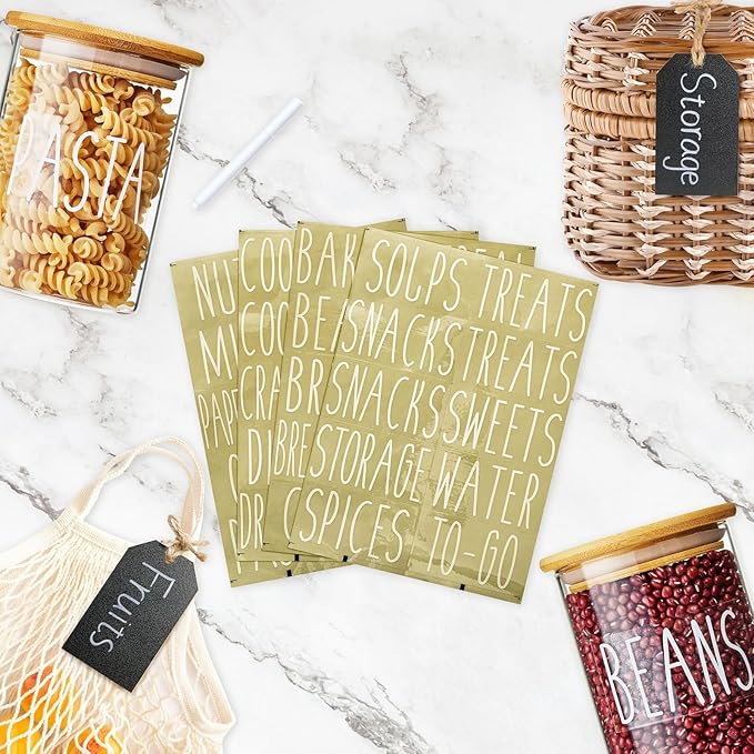Talented Kitchen Black Wooden Tags - 4.33 x 2.5 in, Black, 24 Pack - Pantry Hanging Labels & Decorative Chalkboard Labels with Jute String for Baskets, Bins & Jars