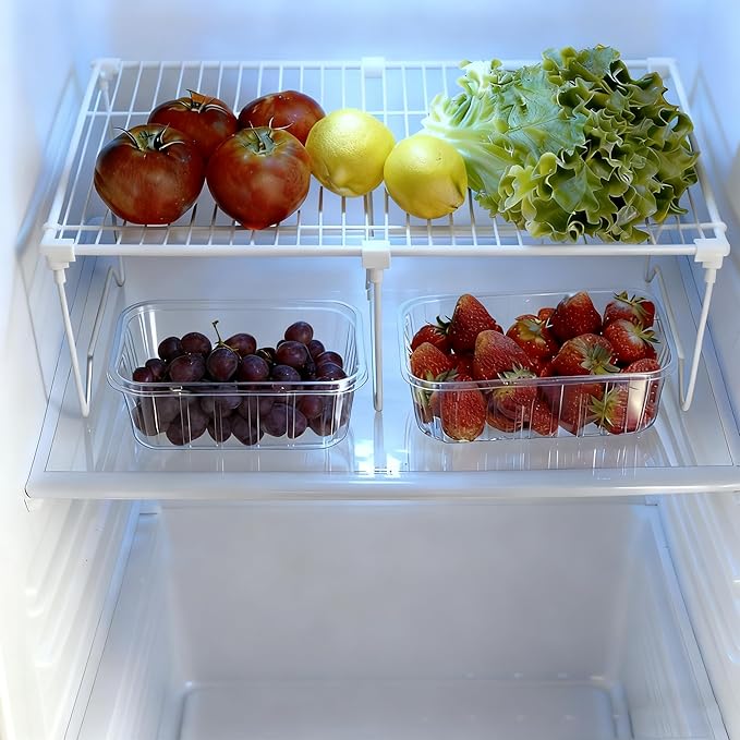 1/2-Piece Set cabinet organizer shelf,kitchen counter shelf,Foldable Pantry Shelf,Plate, Dish,Rustproof Metal Storage Organizer (1, White)