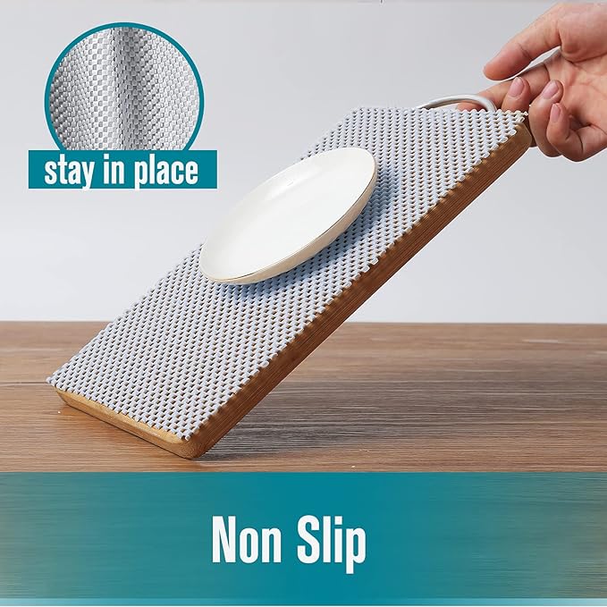 Shelf and Drawer Liner, Non-Adhesive Non Slip and Grip Durable Clean Pad Full Size 17.7 Inches x 20 Feet for Drawers, Shelves, Cabinets, Storage, Kitchen, Desks, Kitchenware, Tableware, Beige
