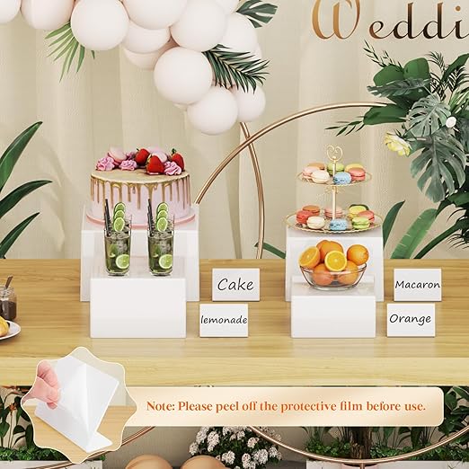 Lifewit 4 PCS Buffet Risers and Stands, Food Risers for Buffet Table, Catering Dessert Cake Holder for Party, Collectibles Jewelry Display Shelf, Nesting Cube Boxes, White, (7”,7.8",8.3",10")