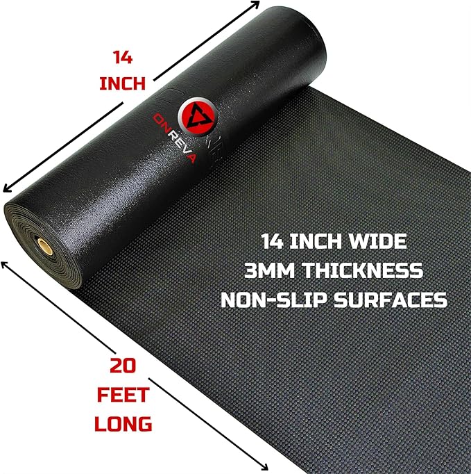 ONREVA Tool Box Liner 14 inch wide x 20 ft Large, Thick Heavy Duty Toolbox Drawer Liners, Rolling Tool Chest Foam Mat, Shelf Rubber Mat, Black Non-slip Organizer Pad for Cabinet, Workbench