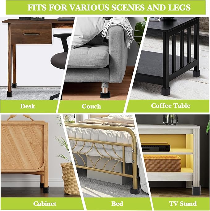 9 Pack Furniture Risers 1 Inch, Adjustable Bed Risers Heavy Duty for Table Desk Couch Chair Sofa Cabinet Bed Legs Dorm, Square Stackable Bed Raisers Blocks Lift Height 1", 2" or 3", Black