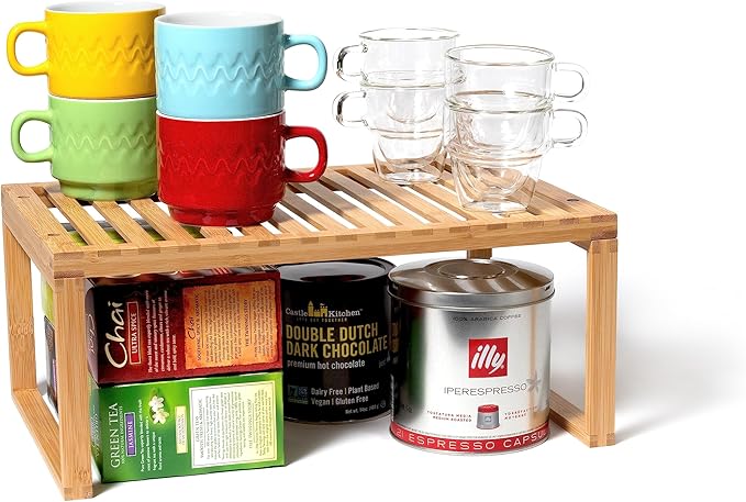 Lipper International Bamboo Kitchen Cabinet Shelf for Organizing a Pantry, Countertop, or Bathroom, 15 5/8" x 10" x 6 1/4"
