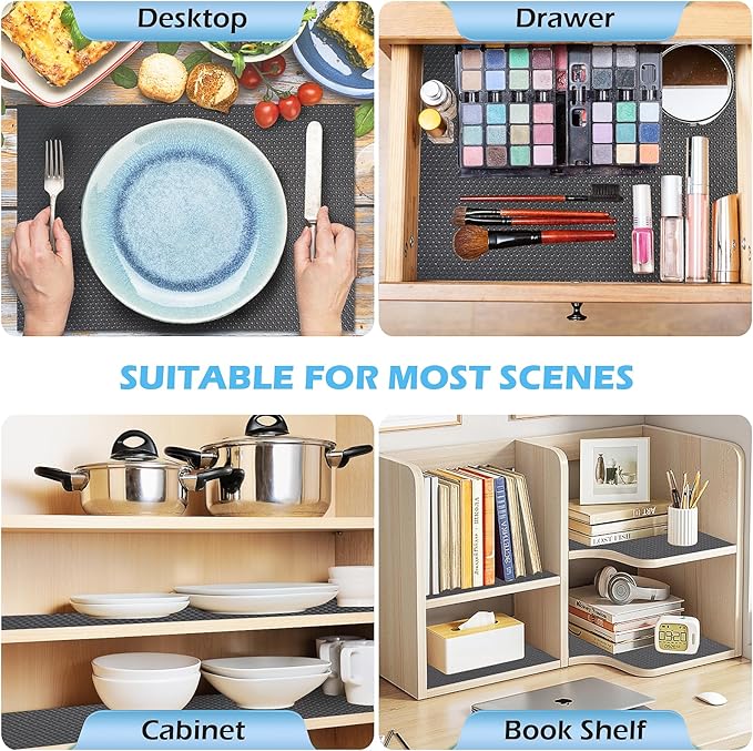 MooiFun Drawer Liners, Waterproof Shelf Liner, Anti-Slip Non-Adhesive BPA Free Kitchen Cupboard Cabinet Liner Refridge Fridge Mats Sink Protector Strong Durable for Home (Grey/23.6in x 20Ft)