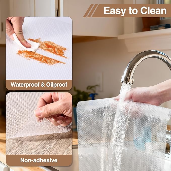 Shelf Liners, 12'' X 20ft Kitchen Drawer Mats, Non-Slip & Non-Adhesive EVA Cabinet Liner Shelf Paper for Dresser Pantry Bathroom Cabinet Lining Refrigerator Liner (Clear Dot)
