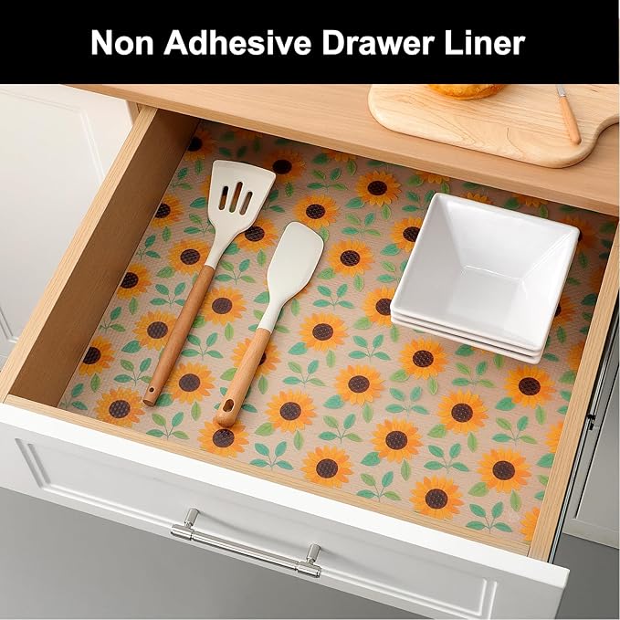 Cooyes Shelf Liner – Premium Non-Adhesive Cabinet & Drawer Liner for Kitchen – Waterproof Shelf Paper with Modern Pattern – Durable EVA Cabinet Mat – Easy to Cut （24" W x 120" L）
