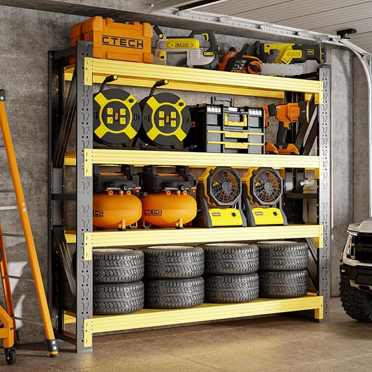 48" W Storage Shelves Heavy Duty, 4000LBS Metal Garage Shelving Units, 4 Tier Adjustable Shelf, Garage Storage Shelves Rack, Industrial Shelving for Warehouse, Basement,48" W x 24" D x 79" H