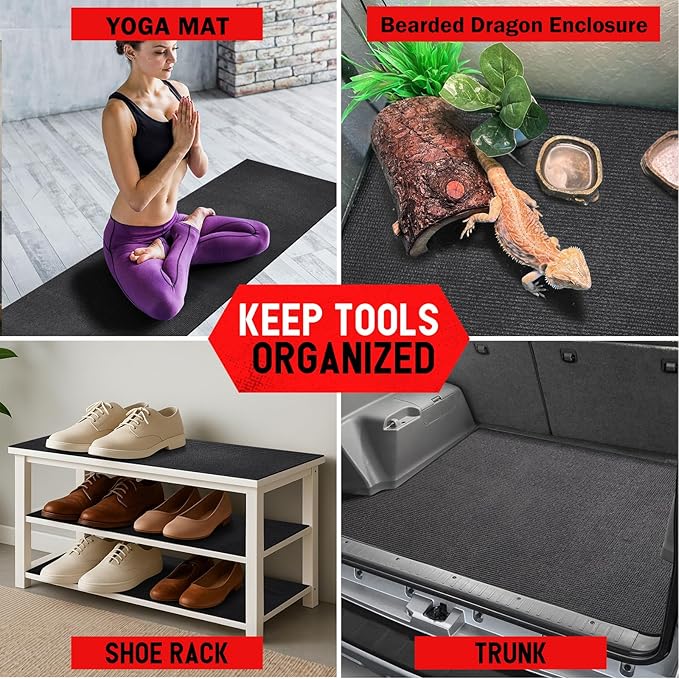 Tool Box Liner Foam Shelf Liner,Toolbox Drawer Liner Foam Mat Thickened Durable Non Slip Pad for Protecting Tools,Kitchen Cabinets,Garage, Work Surfaces,Shelves, 16" W x 193" L, Black