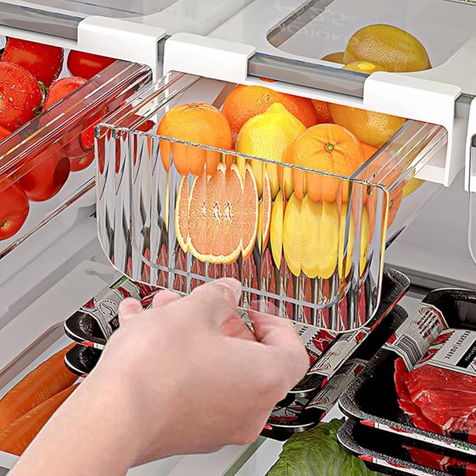 Fridge Storage Drawer Organizer - Pull Out Fridge Organizer Boxes | Stackable Refrigerator Drawer Organizer Bins, Drawers Container Boxes for Fridge Pantry Shelf Refrigerator Organization