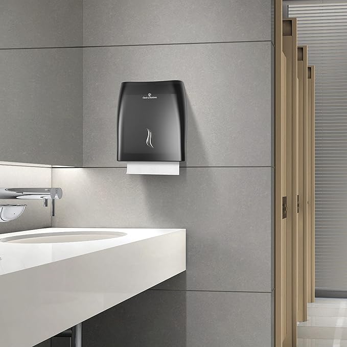 Touchless Paper Towel Dispenser by Oasis Creations - Wall Mount - Holds 500 Multifold Paper Towels - Black Smoke - Case of 10 DISPENSERS