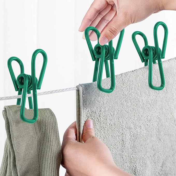 Multipurpose Metal Bag Clips - 2 Inch Colorful Sealer for Sealing Food, Paper Holder, Clothesline Clip for Laundry Hanging, Kitchen Bags (Green, 10PCS)