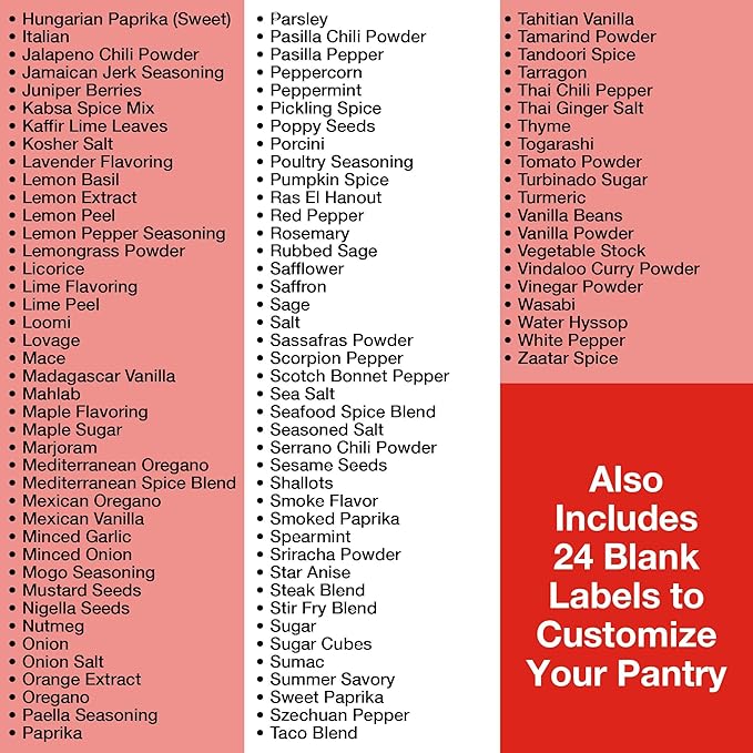240 Reusable Spice Jar Labels- 1.5" Square Waterproof, No-Residue Stickers, Easy-to-Read Font - 200 Preprinted + 40 Blank -Fits Most Spice Jars & Shakers-Organize Your Pantry for Easier Easter Cooking