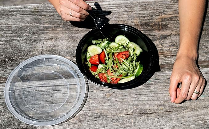 SafeWare Meal Prep Container Reusable with Lids [25 Set- 24oz] Round Ideal-Food Prep Containers, Food Storage Bento Box | Stackable | Microwave | Dishwasher | Freezer Safe.