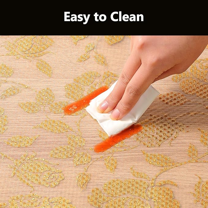 INNOLITES Shelf Liner for Cabinets, Non-Adhesive for Kitchen Drawer Liner, Waterproof Shelf Paper with Floral Pattern, Durable Easy to Clean (Golden Rose, 23.6" x 118")