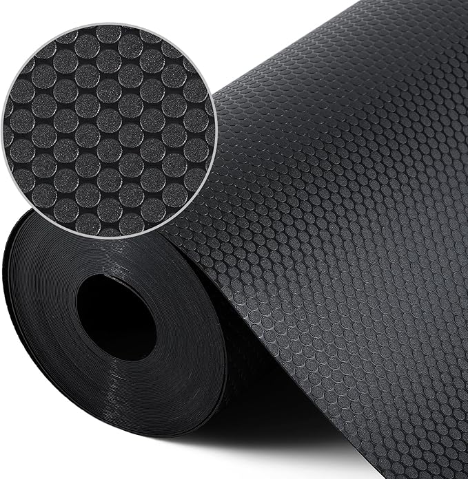 Black Shelf Liners for Kitchen Cabinets Non Adhesive Drawer Liner for Bathroom Waterproof Refrigerator Liners for Shelves Fridge Plastic Mats Cabinet Cupboard Liner 17.5 x 236.2 Inches x 2 Rolls
