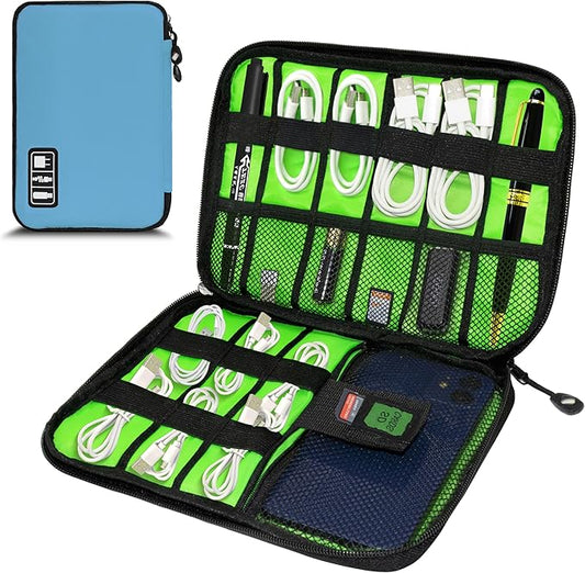 Miavers Electronics Organizer,Travel Cord Organizer Pouch, Portable Cable Organizer Bags,Travel Electronic Accessories Storage Case for Cables, Cords, Charger, Phone (Blue)