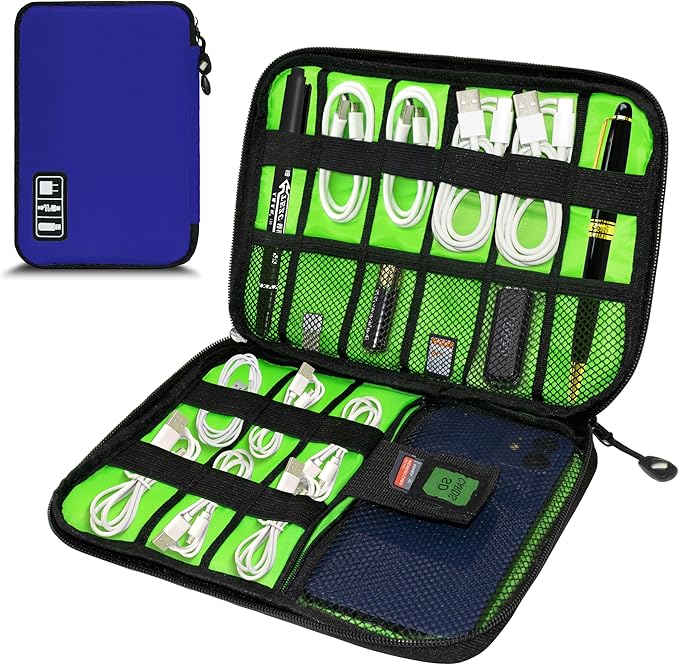 Miavers Electronics Organizer,Travel Cord Organizer Pouch, Portable Cable Organizer Bags,Travel Electronic Accessories Storage Case for Cables, Cords, Charger, Phone (Navy Blue)