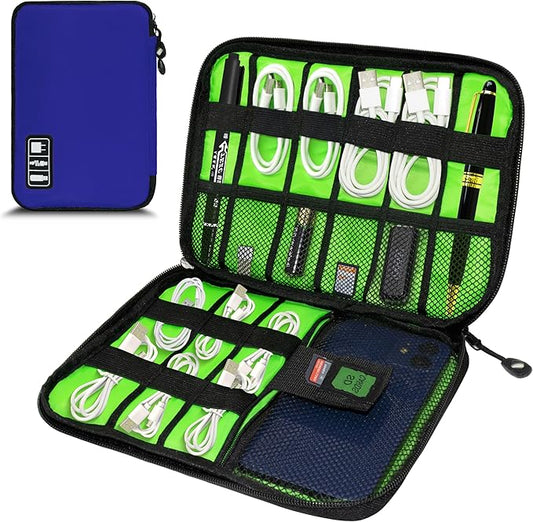 Miavers Electronics Organizer,Travel Cord Organizer Pouch, Portable Cable Organizer Bags,Travel Electronic Accessories Storage Case for Cables, Cords, Charger, Phone (Navy Blue)