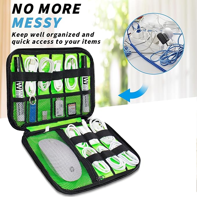 Miavers Electronics Organizer,Travel Cord Organizer Pouch, Portable Cable Organizer Bags,Travel Electronic Accessories Storage Case for Cables, Cords, Charger, Phone (Navy Blue)