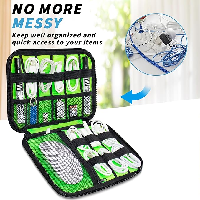 Miavers Electronics Organizer, Portable Cable Organizer Bags, Travel Electronic Accessories Storage Case for Cables, Cords, Charger, Phone (Purple)