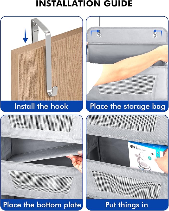 Meolsaek Over the Door Organizer, 46lbs Load and Anti-Tilt Design, 5 Tier Behind the Door Storage, Hanging Door organizer Perfect for Closet Organizers, Bathroom Storage