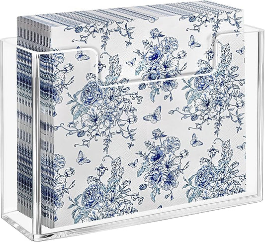 HBlife Acrylic Paper Napkin Holder for Kitchen - Clear Waterproof Vertical Stand, for 6.5"x6.5" Disposable Luncheon Paper Dispenser, Modern Square Table Tray for Dinner, Hotel, Restaurant, Bar, Party