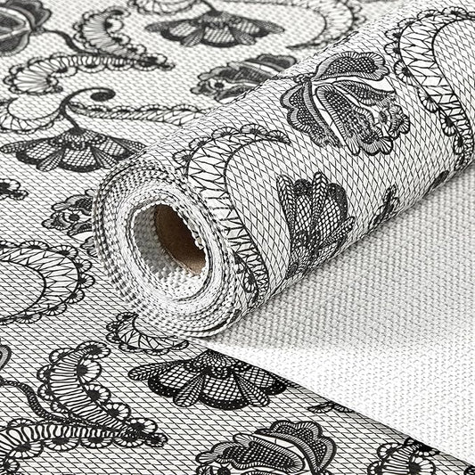 ALIUNI Drawer and Shelf Liner, Non-Slip Kitchen Cabinet Liners Non-Adhesive Thick Strong Grip Waterproof Washable Mats Protect Dresser Shelves Cupboard Bathroom Cabinets, Boho: Floral, 12 in X 10 FT