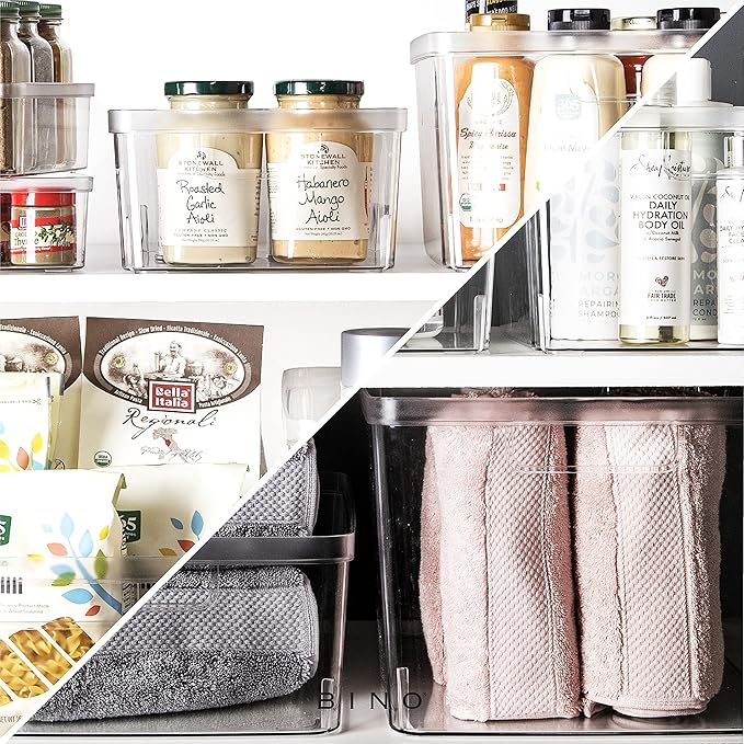 BINO | Plastic Storage Bins, X-Small - 30 Pack | THE LUCID COLLECTION | Multi-Use Organizer Bins | Built-In Handles | BPA-Free | Pantry Organization | Home Organization | Fridge Organizer | Freezer Or