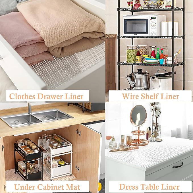 Shelf Liners for Kitchen Cabinets 16 Inch X 20 Ft Non Adhesive Cabinet Drawer Liner for Shelves Washable Cupboard Liner for Dresser Non Slip Waterproof Refrigerator Cabinet Pantry Bathroom Drawer Mat
