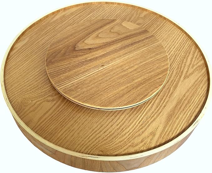 i-lan 16" Wooden Lazy Susan Turntable Tray – 360° Rotating with Handles, High Edges & Non-Slip Base – Thoughtful Gift for Housewarming, Wedding or Christmas – Fits Kitchen, Dining & Living Room