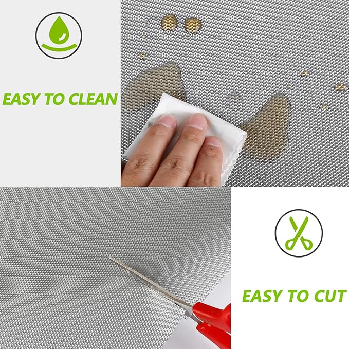 HooTown Shelf Liners Kitchen Cabinet Drawer Mats 11.8 Inch Wide x 59 inches Long, Non Adhesive EVA Plastic Washable Waterproof Pads for Refrigerator, Freezer, Fridge, Pantry Closet, Cupboard, Gray