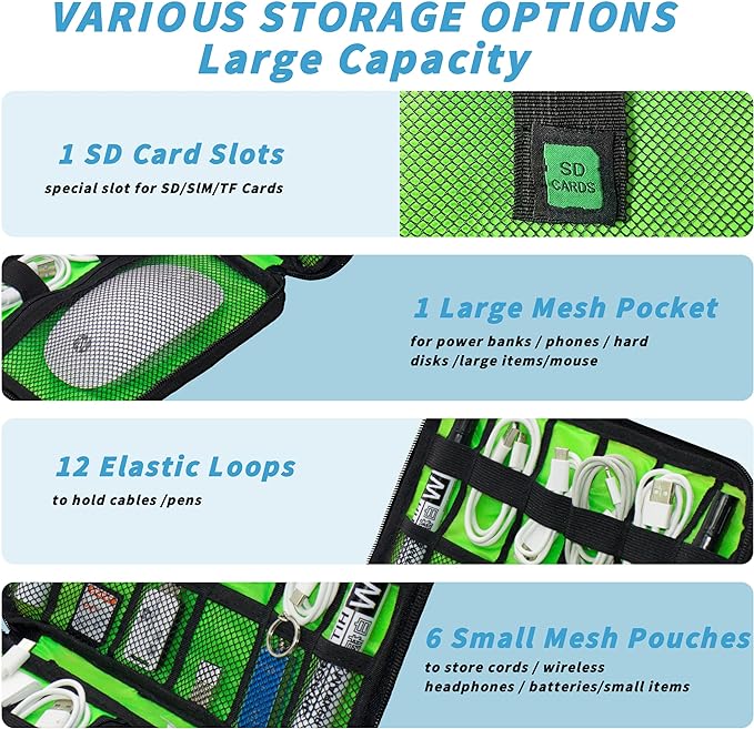 Miavers Electronics Organizer,Travel Cord Organizer Pouch, Portable Cable Organizer Bags,Travel Electronic Accessories Storage Case for Cables, Cords, Charger, Phone (Pink)