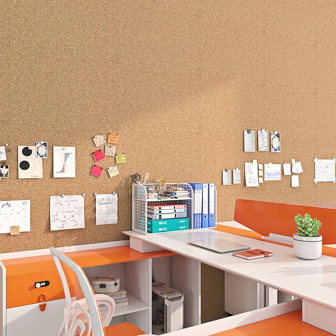 Yenhome 35.8"X118" Cork Board Bulletin Board for Office Decorative Self Adhesive Shelf Liner Large Cork Sheet Roll Renter Friendly Removable Thin Brown Natural Cork Contact Paper Peel and Stick