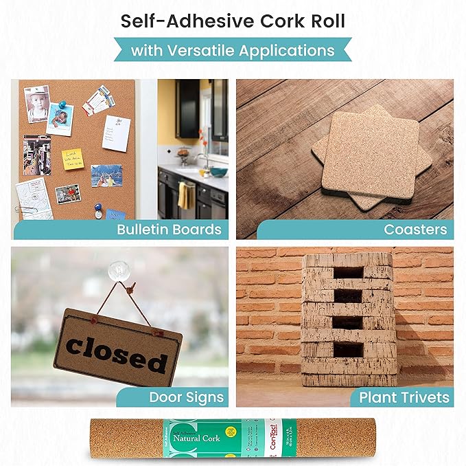 Con-Tact Brand Multi-Purpose Cork Shelf Liner, 18" x 4', Brown, Pack of 6