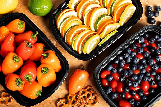 SafeWare Meal Prep Container Reusable with Lids [25 Set] 24oz. Ideal-Food Prep Containers, Food Storage Bento Box, Portion Control | Stackable | Microwave | Dishwasher | Freezer Safe