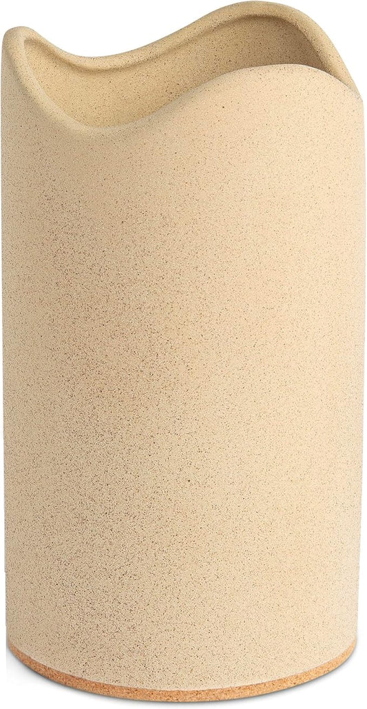 Ceramic Utensil Holder for Kitchen Counter - Spatula Holder - Countertop Crock for Holding Utensils with Cork Bottom