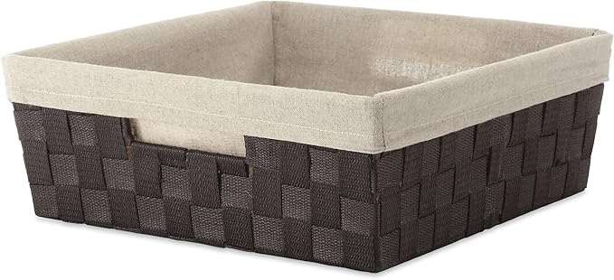 Whitmor Woven Strap Liner Shelf Tote, Espresso (Pack of 6)