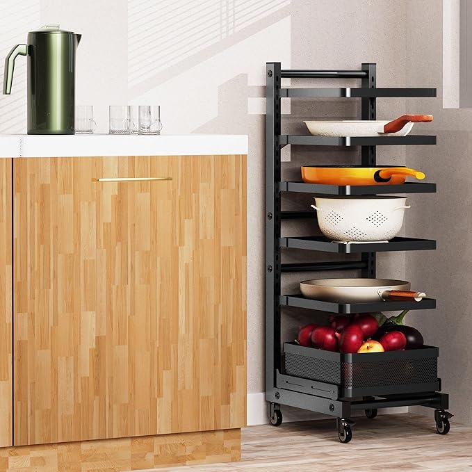 6-Tier Multifunctional Adjustable Pan & Pot Rack for Cabinet (Floor pot rack 6-tier)