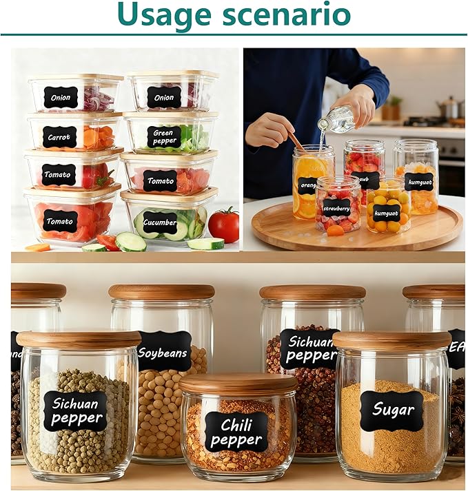 180pcs Chalkboard Labels，Erasable Reusable Blackboard Stickers with 1 Chalk Marker for Mason Jars, Craft Rooms, Weddings, Storage, Pantry Containers and Storage Bin Organize Your Home & Kitchen