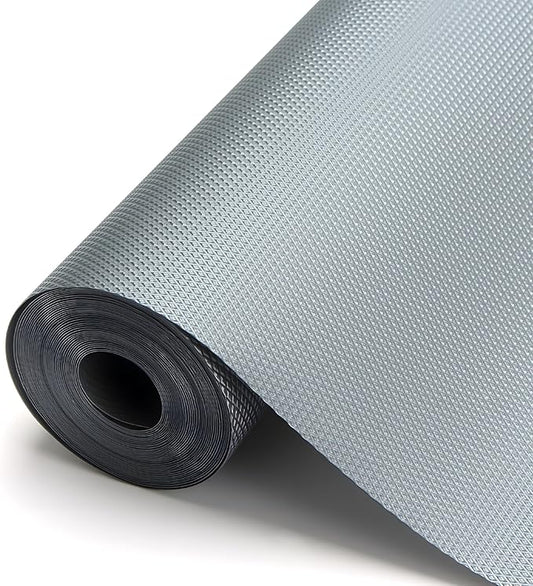 YACEYACE Shelf Liners for Kitchen Cabinets Non-Adhesive, Grey 12” x 10 FT Drawer Liner, Waterproof Mats for Refrigerator, Cupboard, Bathroom, Drawer