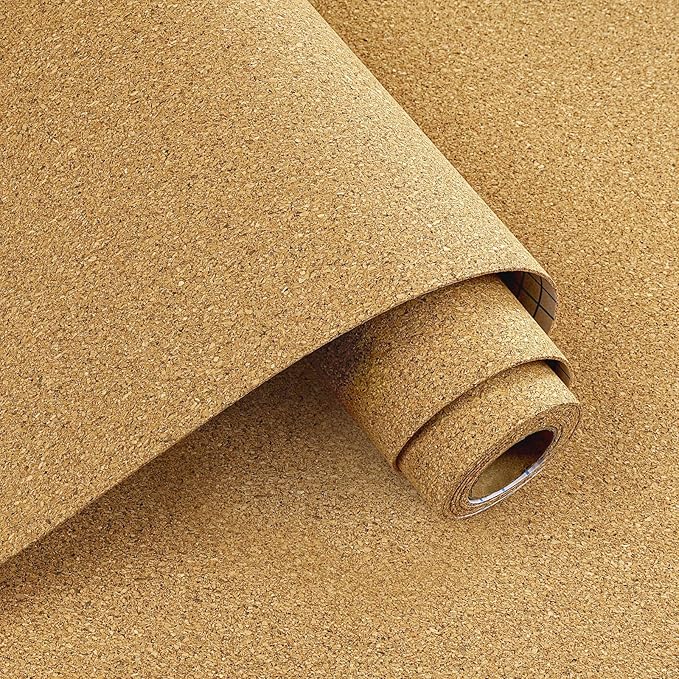 Decotalk Cork Shelf Liner Roll Self Adhesive Cork Liners for Drawers and Cabinets Peel and Stick Corks Drawer Liners for Kitchen 1.4ftx4ft Corks Shelf Liner for Kitchen Cabinets Corkboard Pad Sheet