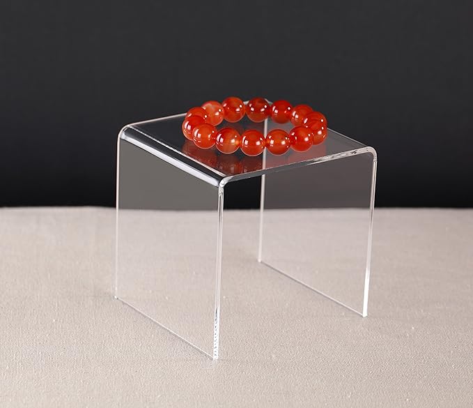 Jusalpha® 8 PC 4'' Clear Acrylic Risers, Acrylic Display Risers Shelf Showcase Fixtures for Jewelry, Display Stand for Amiibo Funko POP Figures, Cupcakes, Food Display, Cabinet- Lot of 8 (4x4x4 Inches)