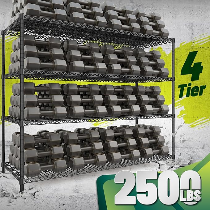 68''W Storage Shelves 2500LBS Wire Shelving Unit, Adjustable Garage Shelving Heavy Duty, Metal Shelving for Garage, Pantry, Kitchen, Basement, Commercial Industrial,68.1"W x 20.9"D x 70.9"H