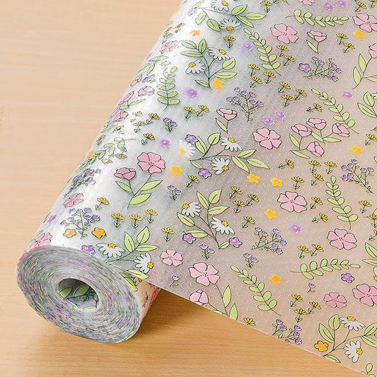 INNOLITES Shelf Liners for Kitchen Cabinets, Non-Adhesive Drawer Liner, Waterproof Shelf Paper Pink Floral, Durable Easy to Clean for Refrigerator, Shelves (Pink Rose, 11.8" x 118")