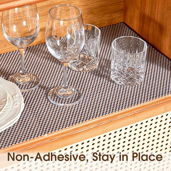 ALIUNI Shelf Liner for Kitchen Cabinet, Drawer Liners Non Slip Non Adhesive Thick Mat, Breathable Dresser Pantry Bathroom Protector, Grey, 24" x 240"
