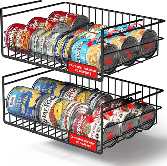 Sorbus Under Cabinet Can Organizer Hanging Basket– Pantry Under shelf basket for Canned Goods, Fruits, and Kitchen Storage – Rolling Can Dispenser Rack, wire shelf for Kitchen Pantry Organization