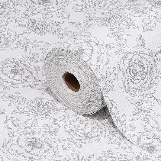 Gopas Drawer and Shelf Liner for Kitchen Cabinets Non-Adhesive, Non-Slip Cabinet Liner Shelf Paper Strong Grip Waterproof Easy to Clean for Kitchen Shelves Cupboard, Flower,12IN X 10FT